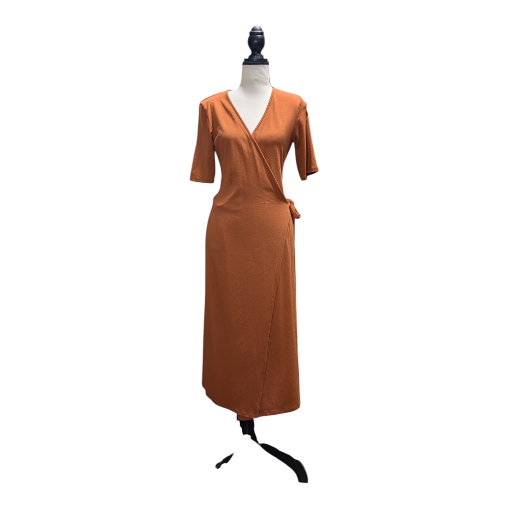 NWT Organic Cotton Amour Vert Terracotta Wrap Midi Dress - Picture 3 of 9